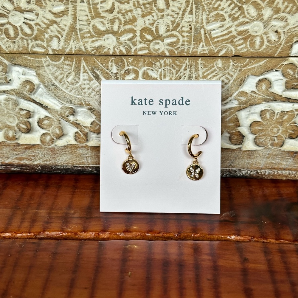 Kate Spade Gold Coin Rhinestone Butterfly Heart Earrings
